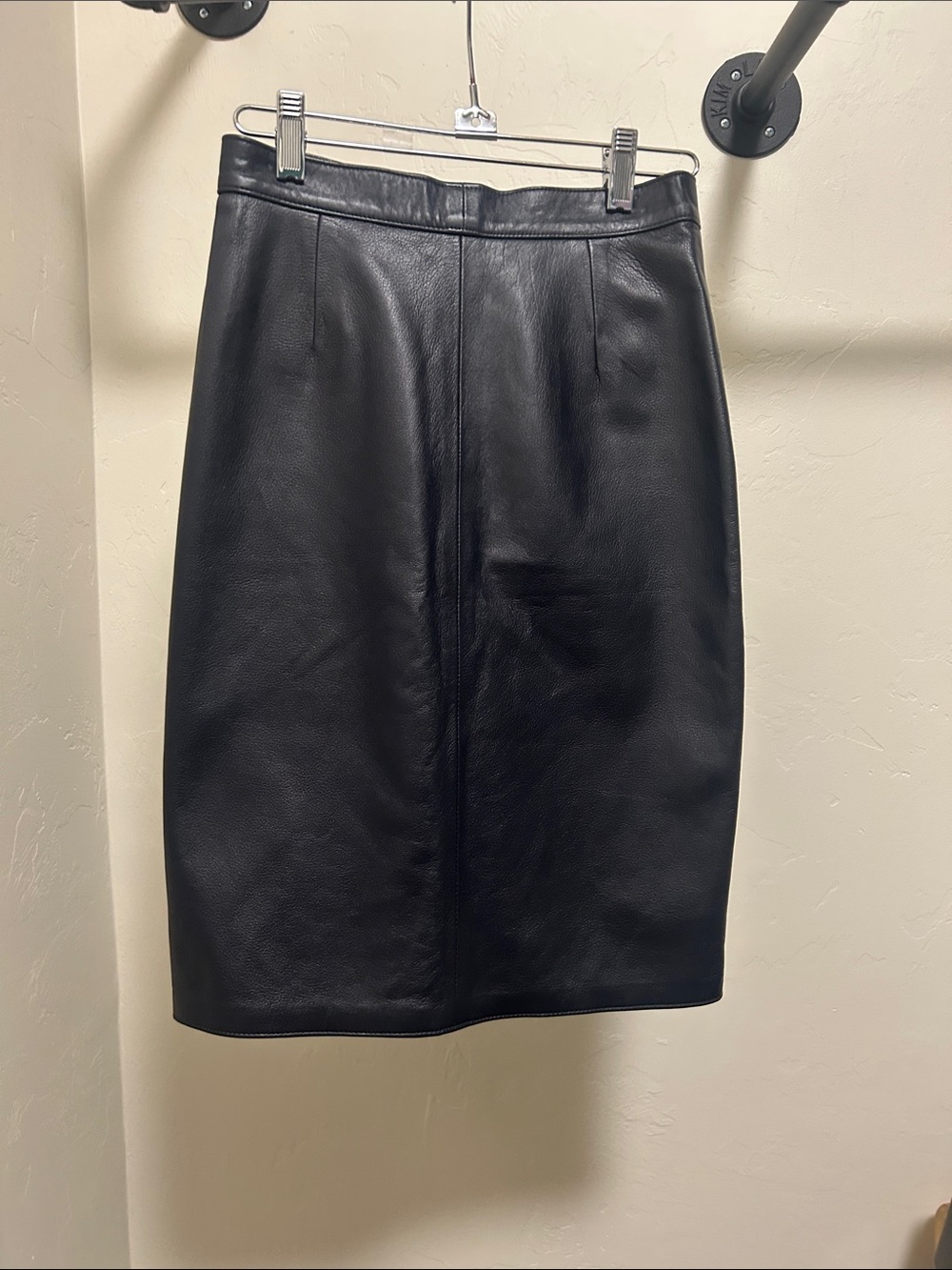 Y2K dark navy Leather Pencil Skirt